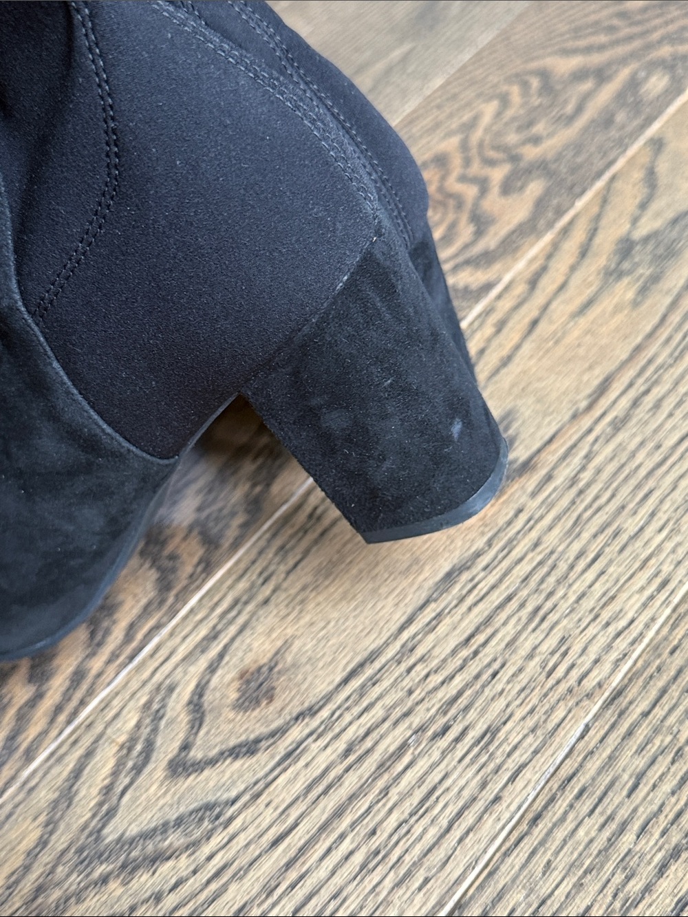 Stuart Weitzman Black Suede Over-the-Knee Block Heel Boots - Picture 9 of 10